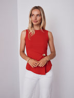STACEY RIBBED TOP - RED