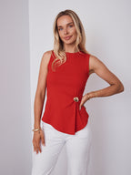 STACEY RIBBED TOP - RED