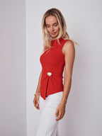 STACEY RIBBED TOP - RED