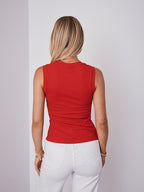 STACEY RIBBED TOP - RED