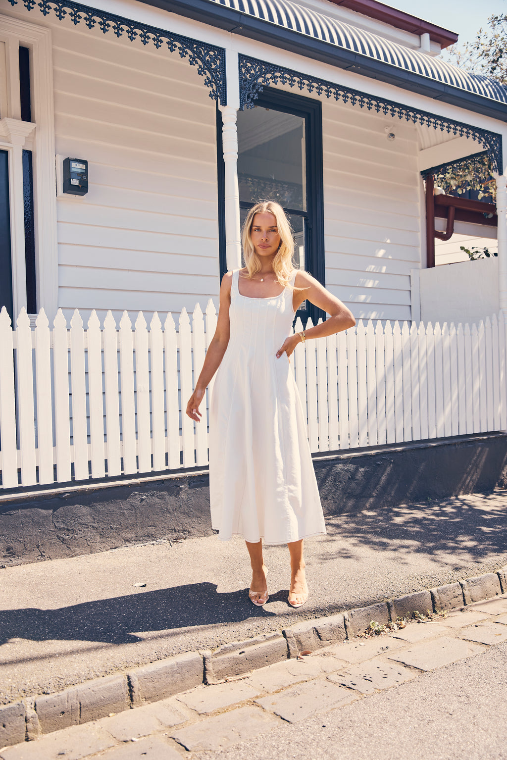 EVE DENIM DRESS - WHITE