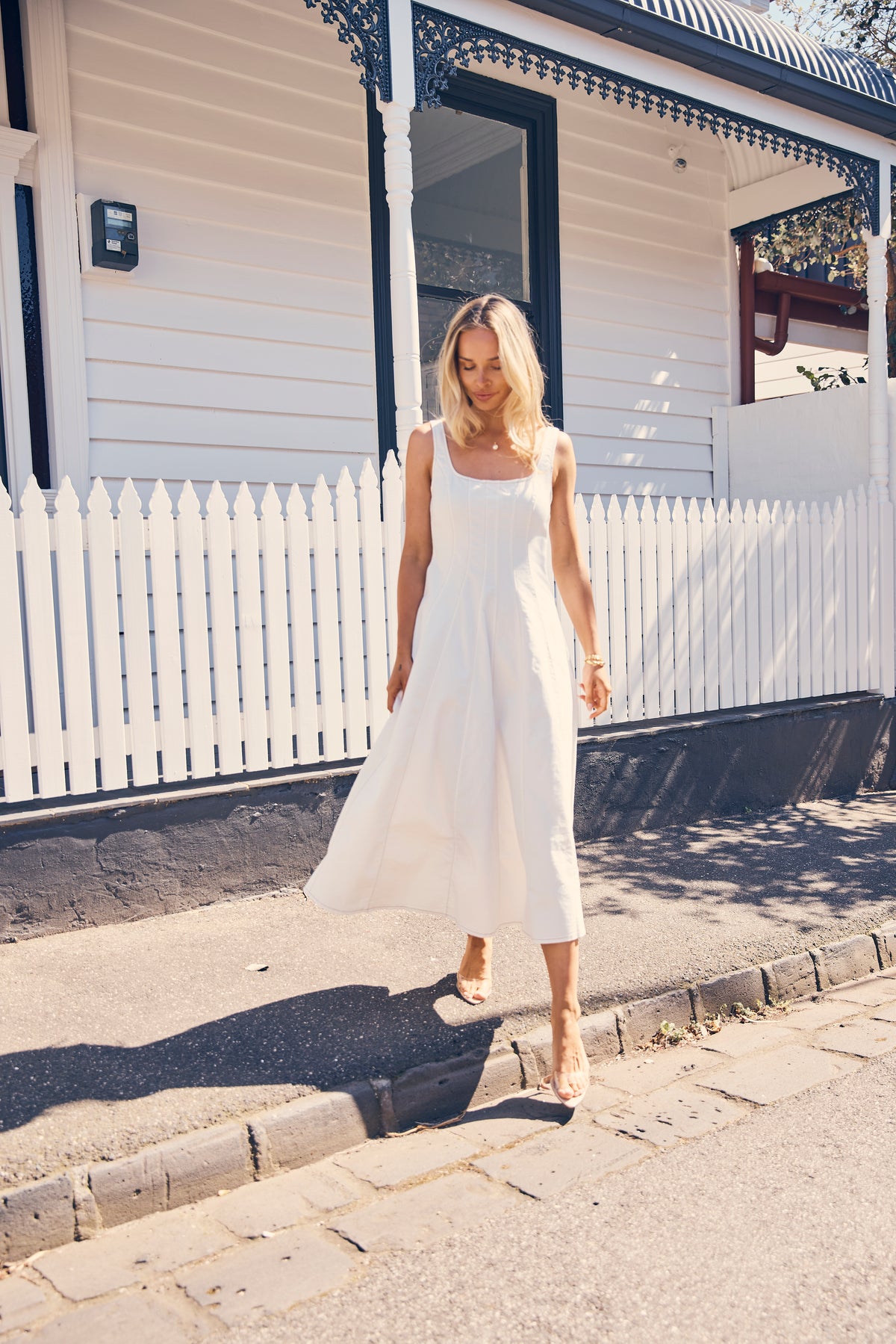 EVE DENIM DRESS - WHITE