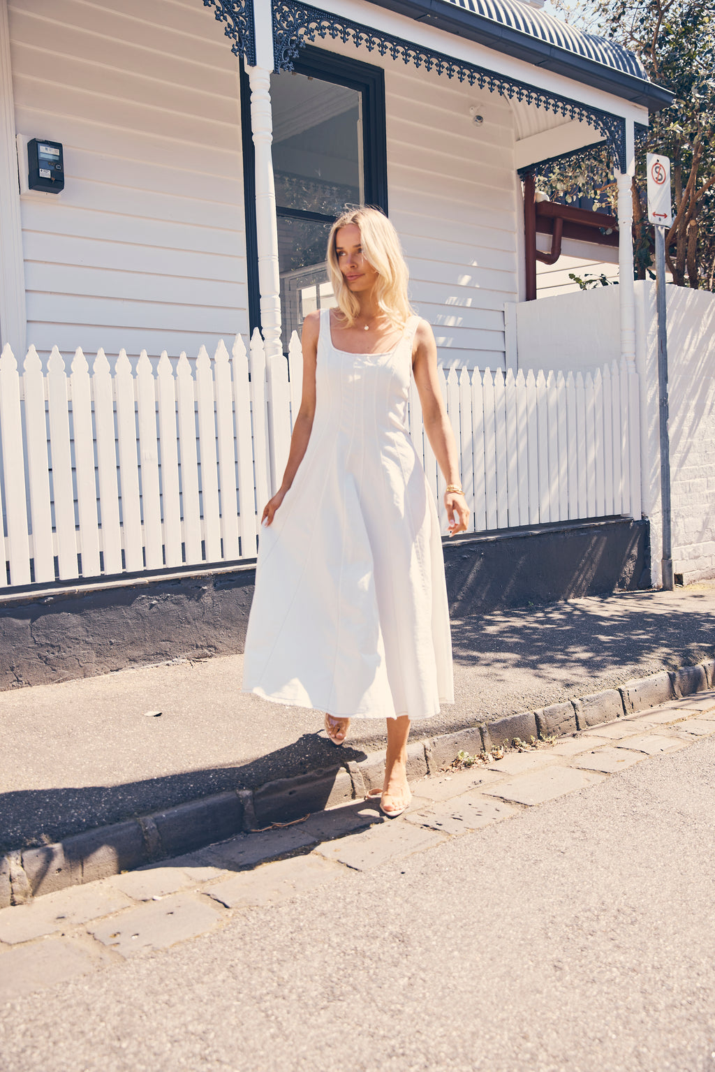 EVE DENIM DRESS - WHITE