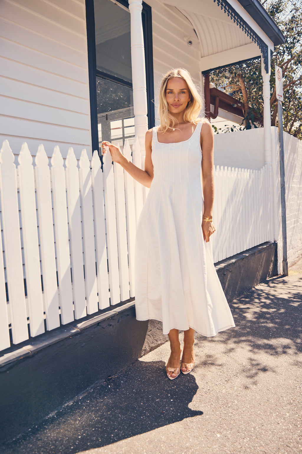 EVE DENIM DRESS - WHITE