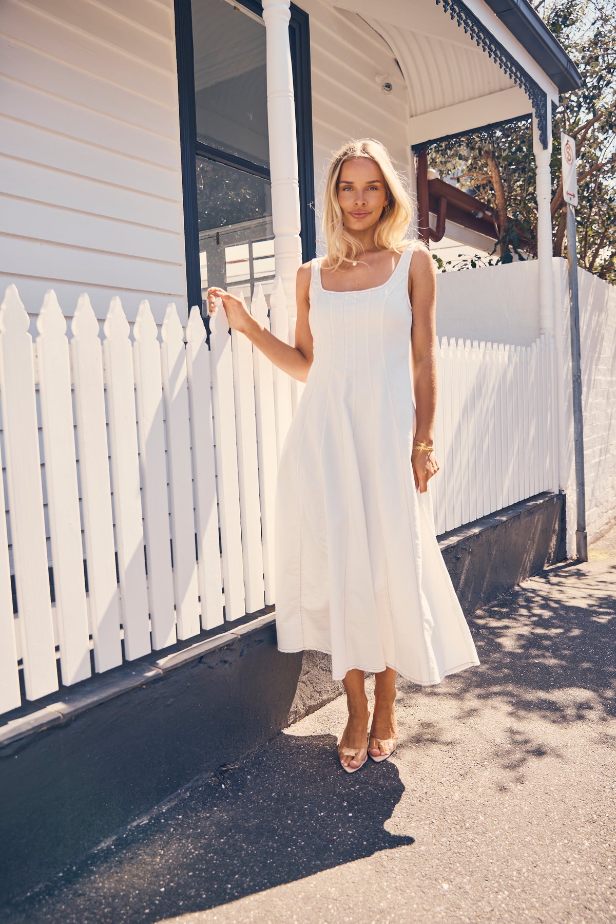 EVE DENIM DRESS - WHITE