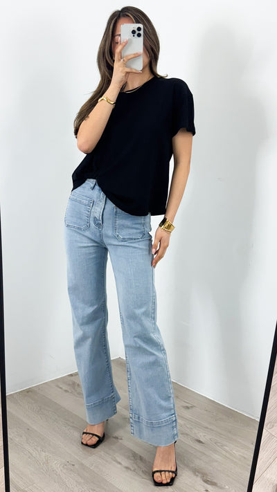 ESTHER EASY TUCK TEE - BLACK