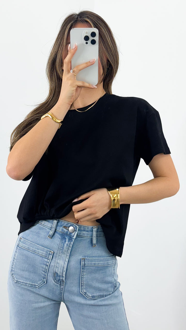ESTHER EASY TUCK TEE - BLACK
