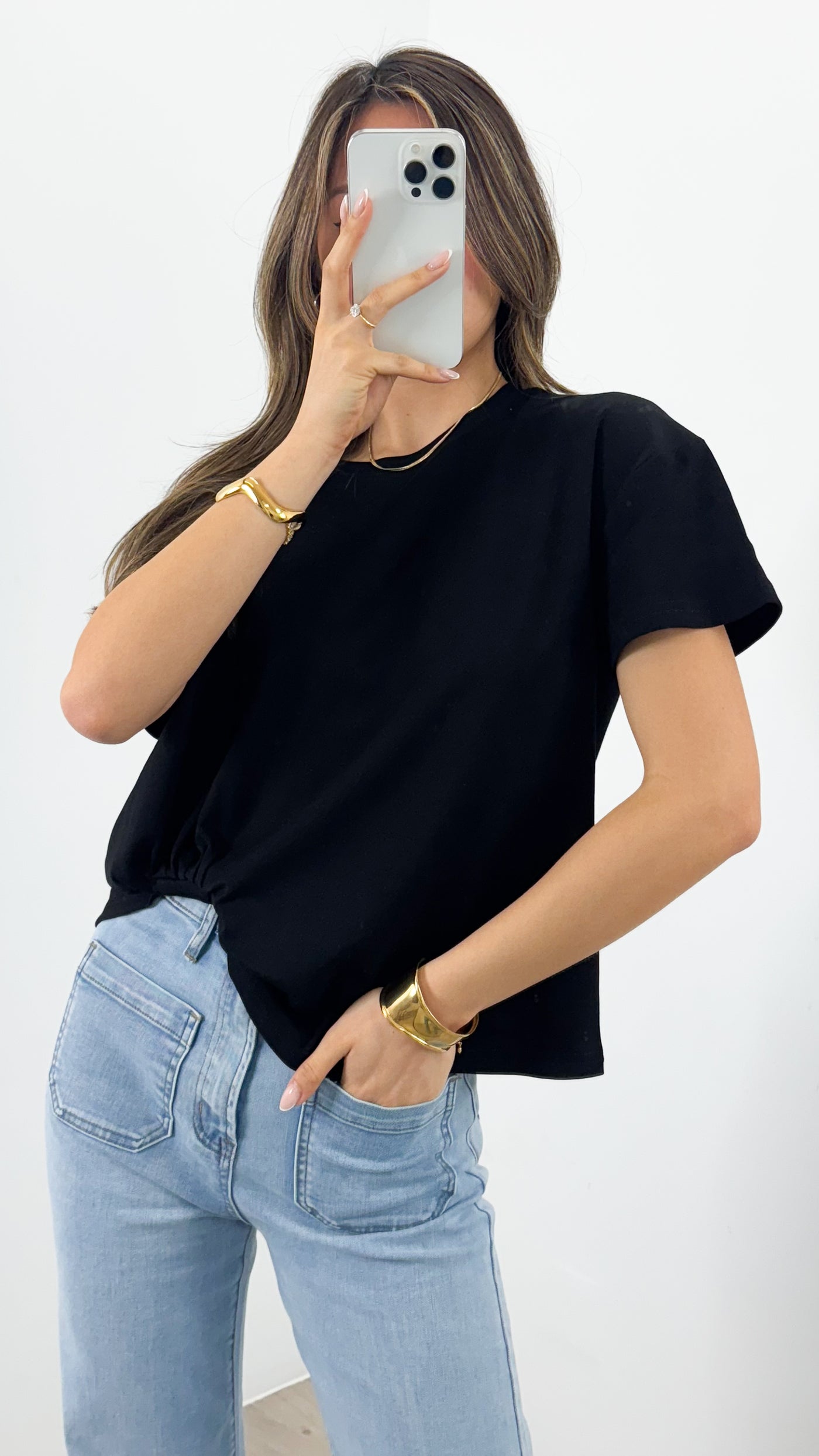 ESTHER EASY TUCK TEE - BLACK