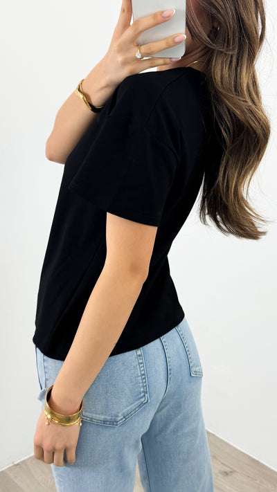 ESTHER EASY TUCK TEE - BLACK