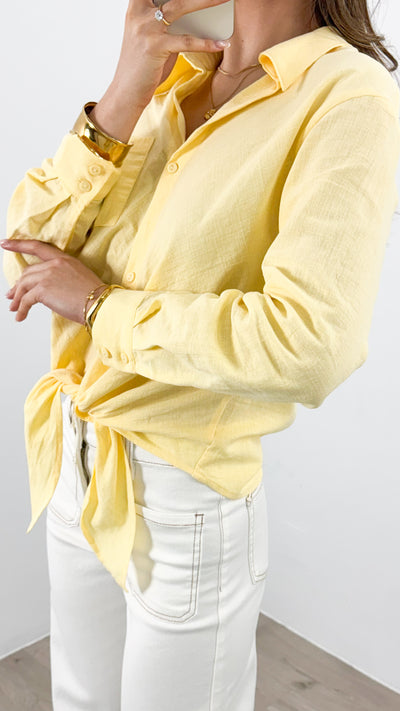 MACY TIE FRONT SHIRT - LEMON