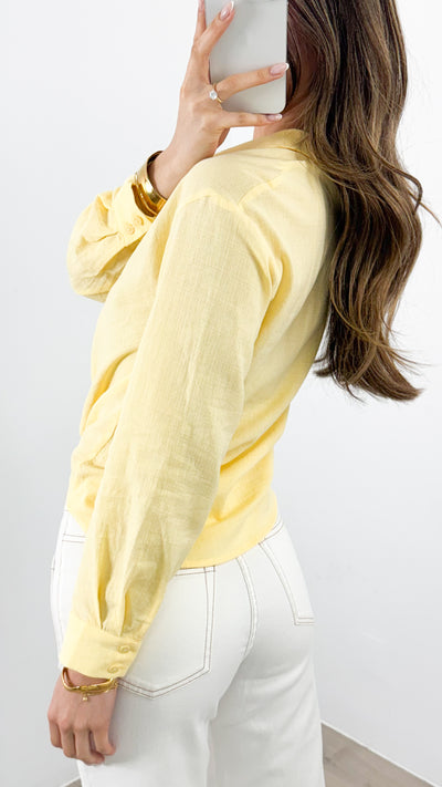 MACY TIE FRONT SHIRT - LEMON
