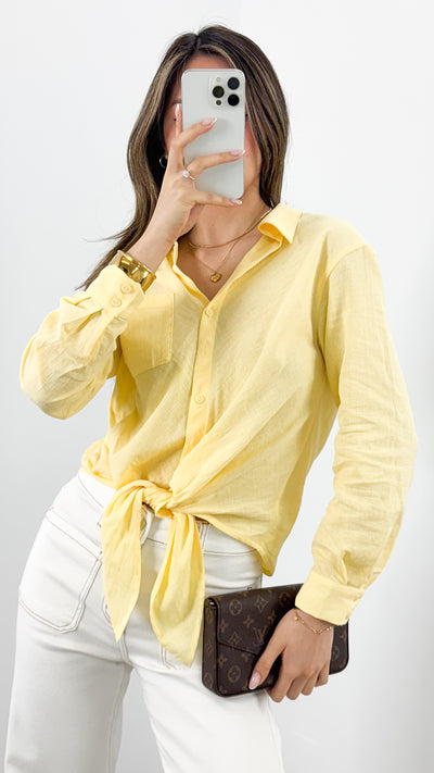 MACY TIE FRONT SHIRT - LEMON