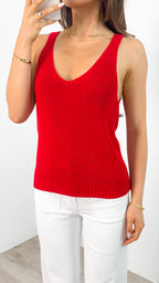 ANNIKA KNIT TANK TOP - RED