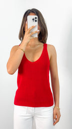 ANNIKA KNIT TANK TOP - RED