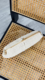 BIANCA STRAW CLUTCH BAG - BEIGE