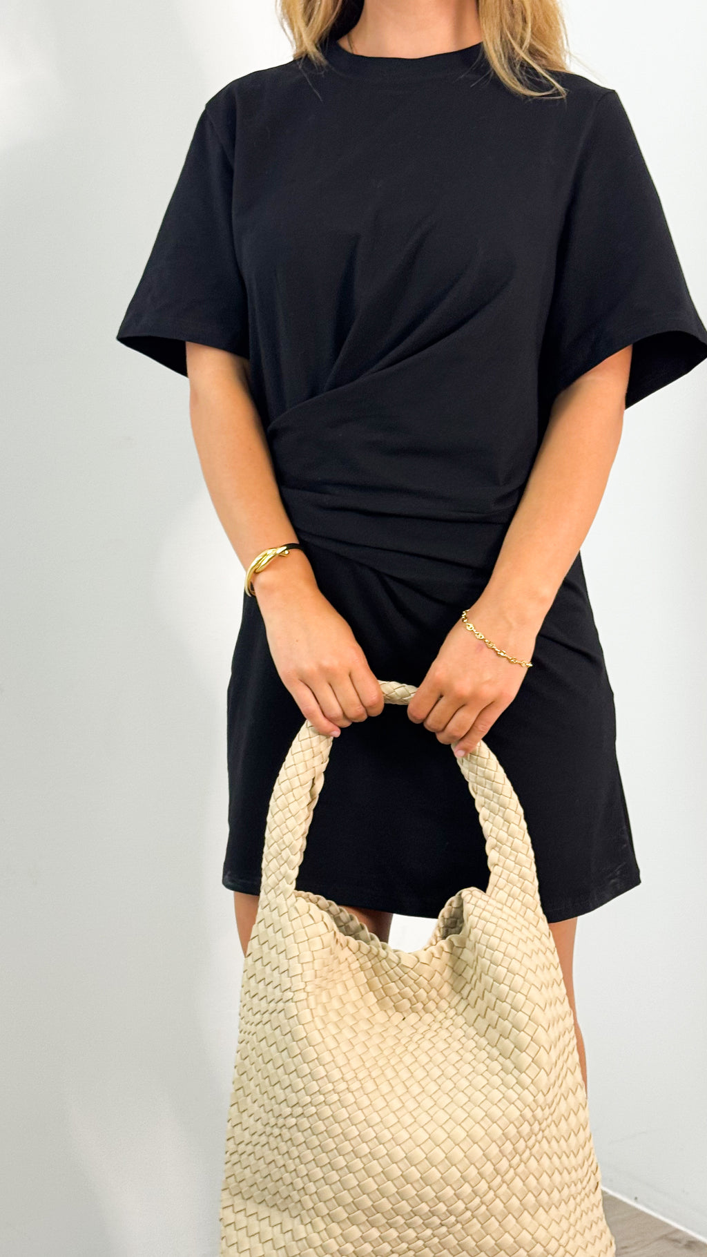 LAYLA WOVEN TOTE BAG - BEIGE