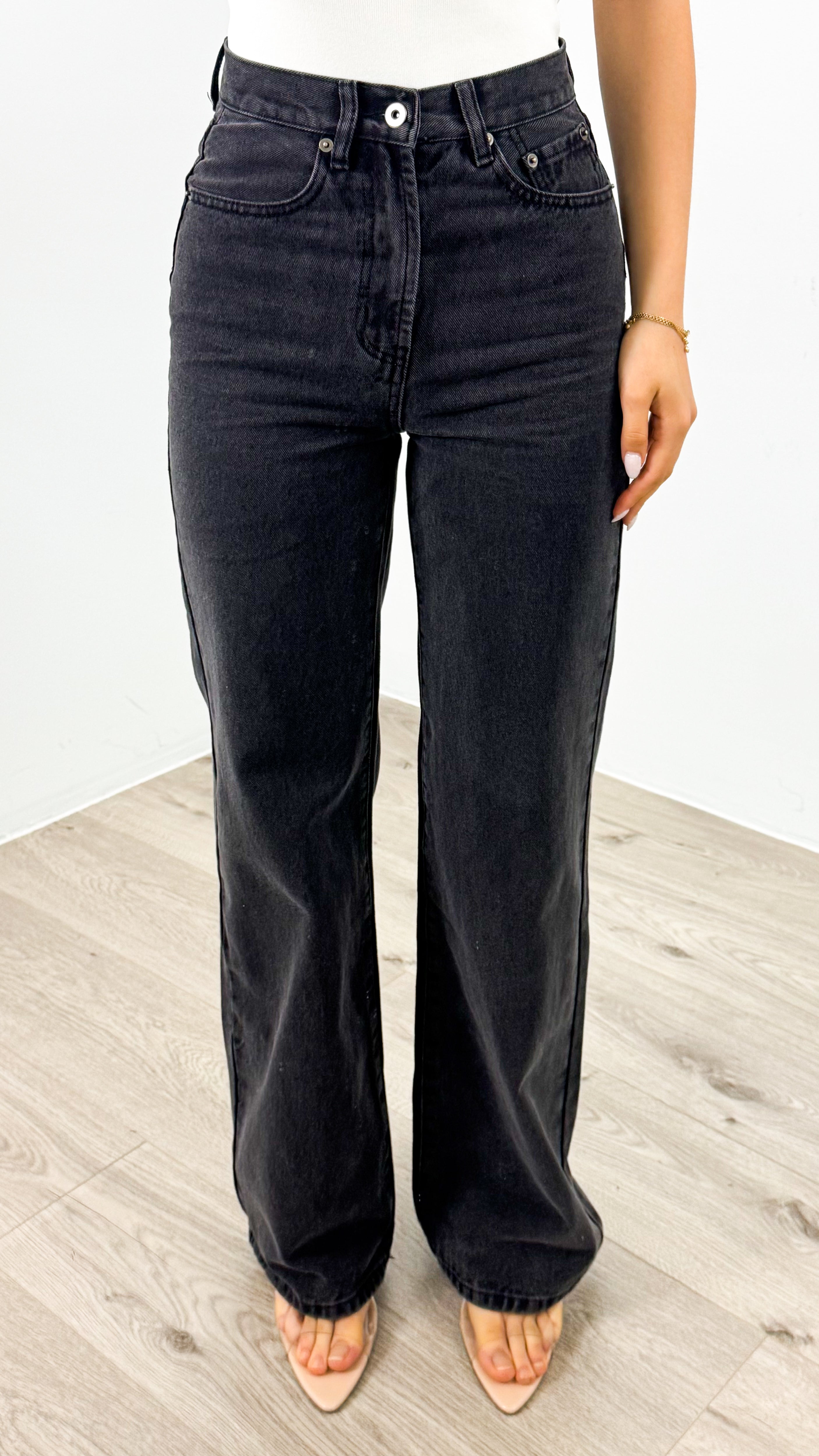 STELLA JEAN - WASHED BLACK ( RIGID FIT )