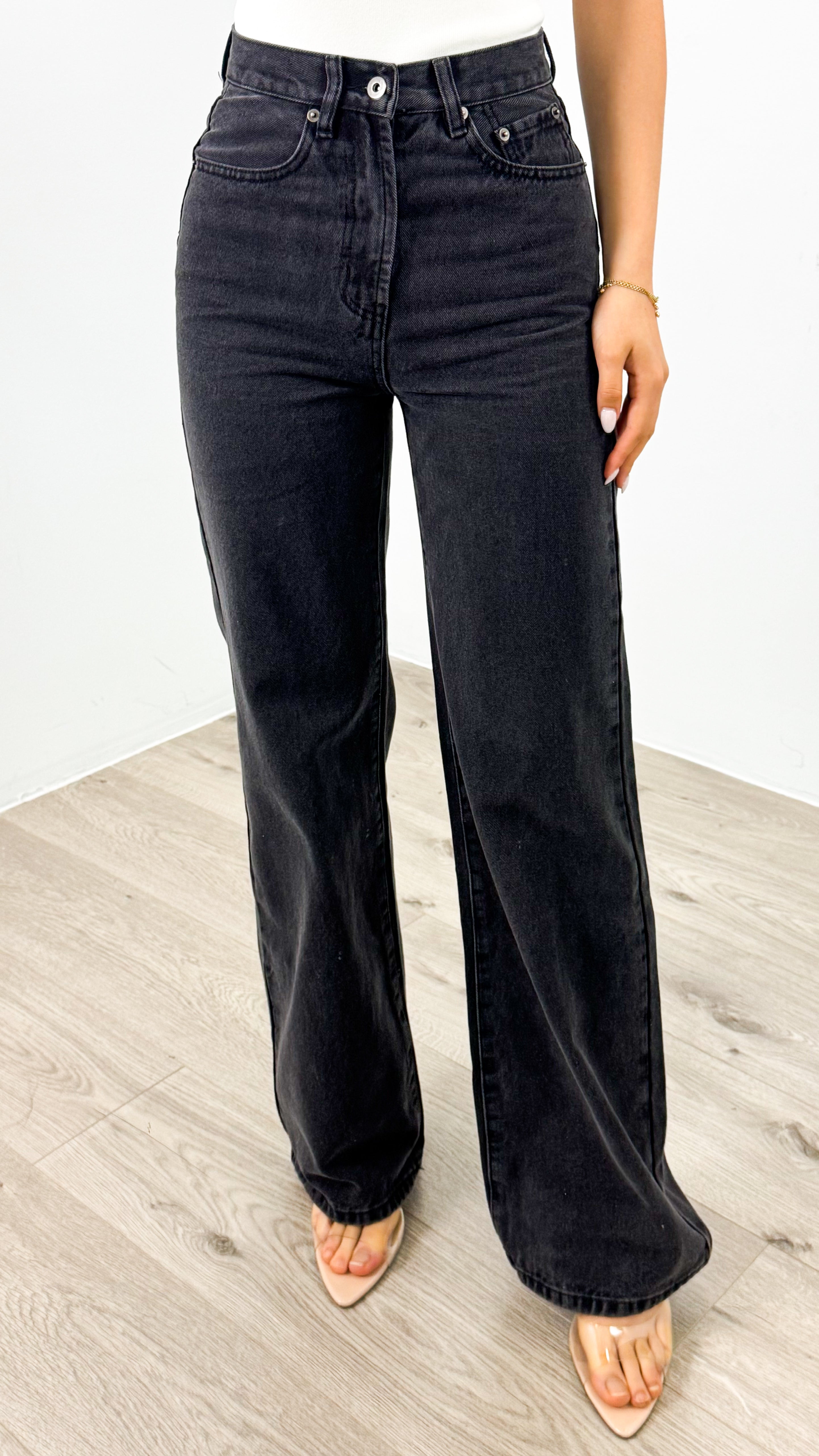 STELLA JEAN - WASHED BLACK ( RIGID FIT )