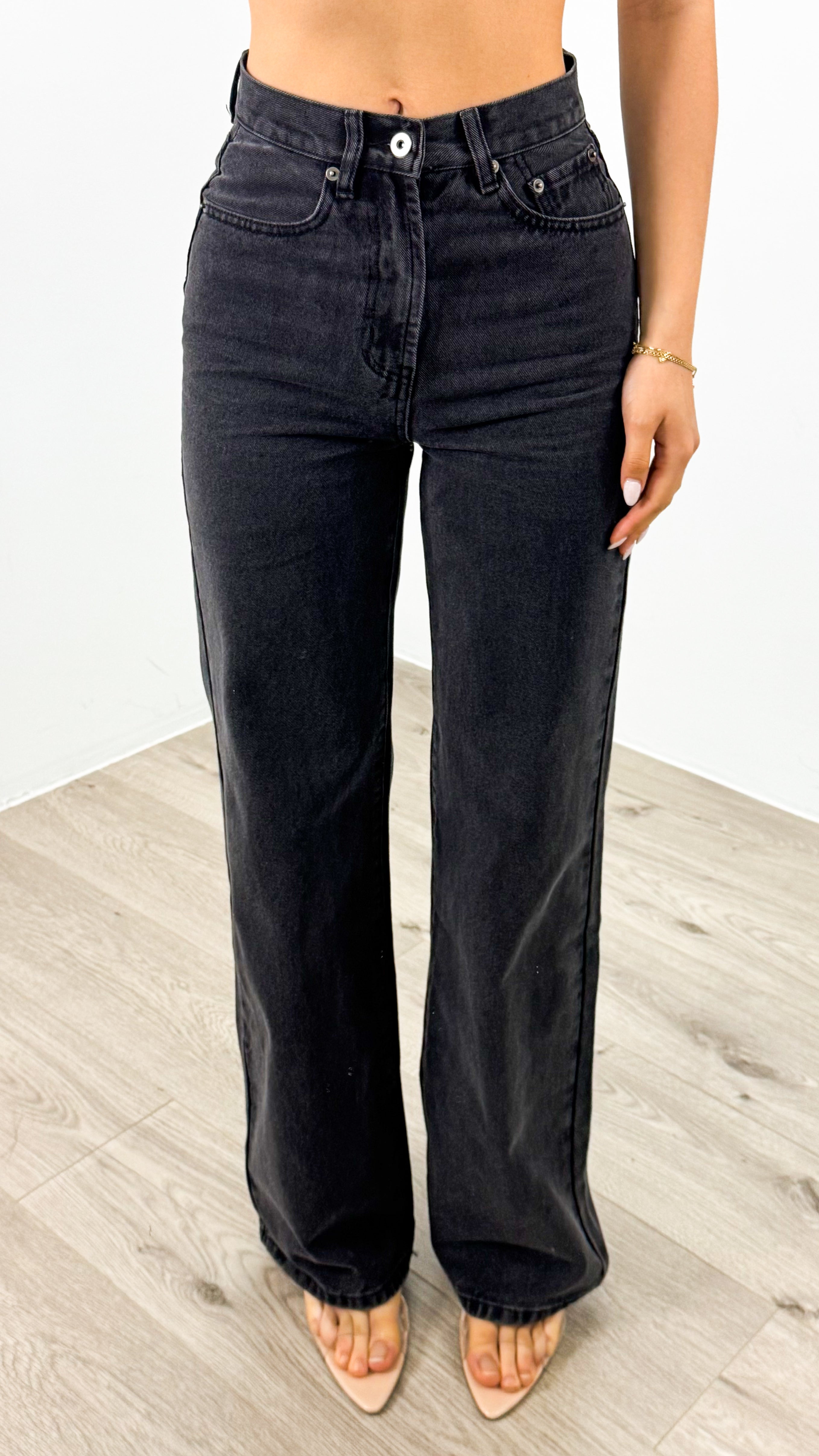 STELLA JEAN - WASHED BLACK ( RIGID FIT )