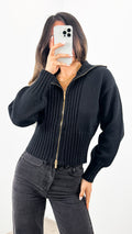 NERO TWO WAY ZIP KNIT - BLACK