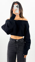 DAKOTA CROP KNIT TOP - BLACK