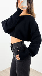 DAKOTA CROP KNIT TOP - BLACK