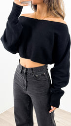 DAKOTA CROP KNIT TOP - BLACK
