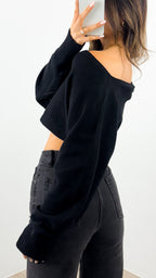 DAKOTA CROP KNIT TOP - BLACK