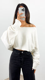 DAKOTA CROP KNIT TOP - WHITE