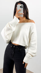 DAKOTA CROP KNIT TOP - WHITE