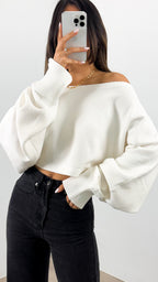 DAKOTA CROP KNIT TOP - WHITE