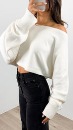 DAKOTA CROP KNIT TOP - WHITE
