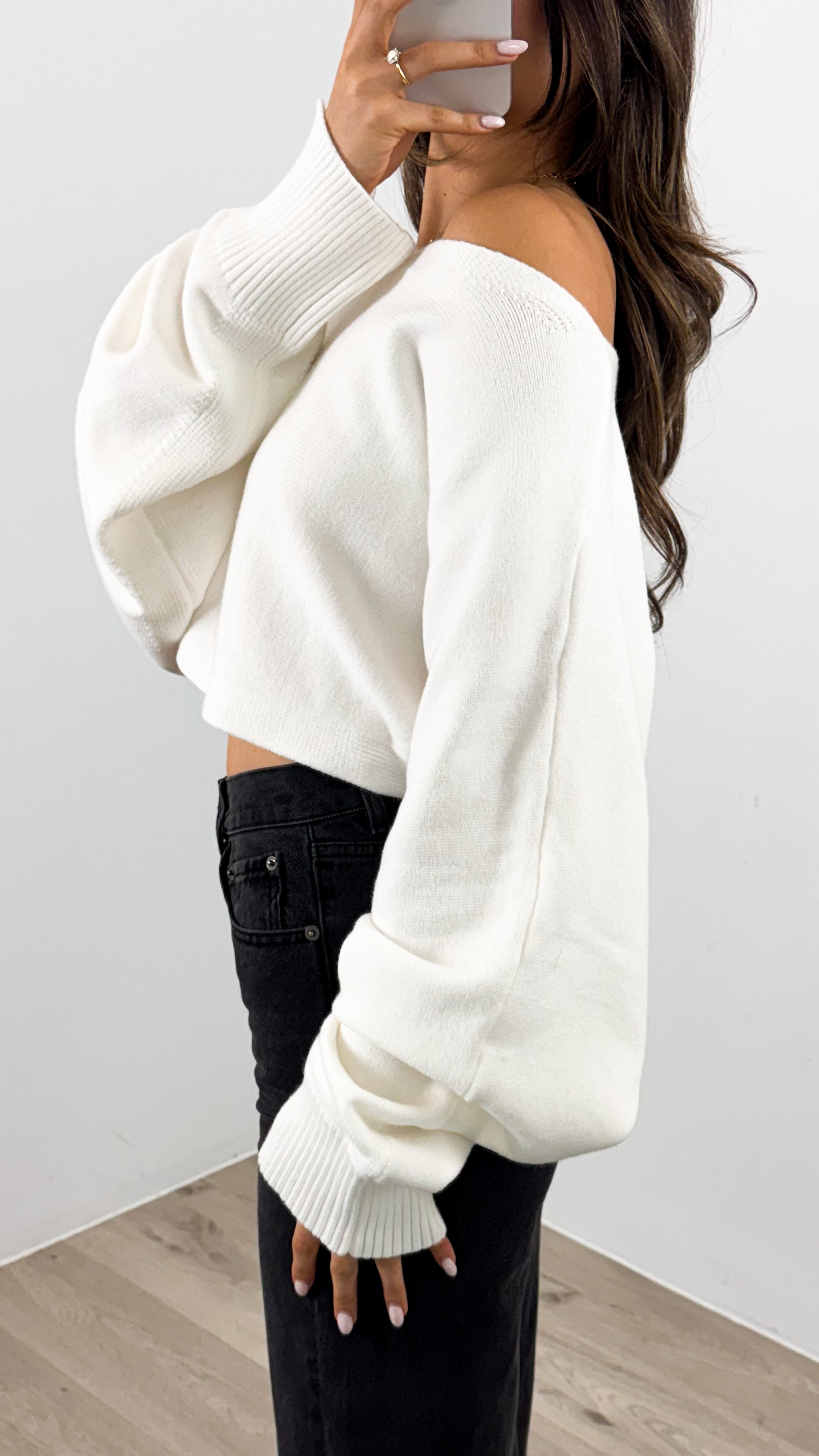 DAKOTA CROP KNIT TOP - WHITE