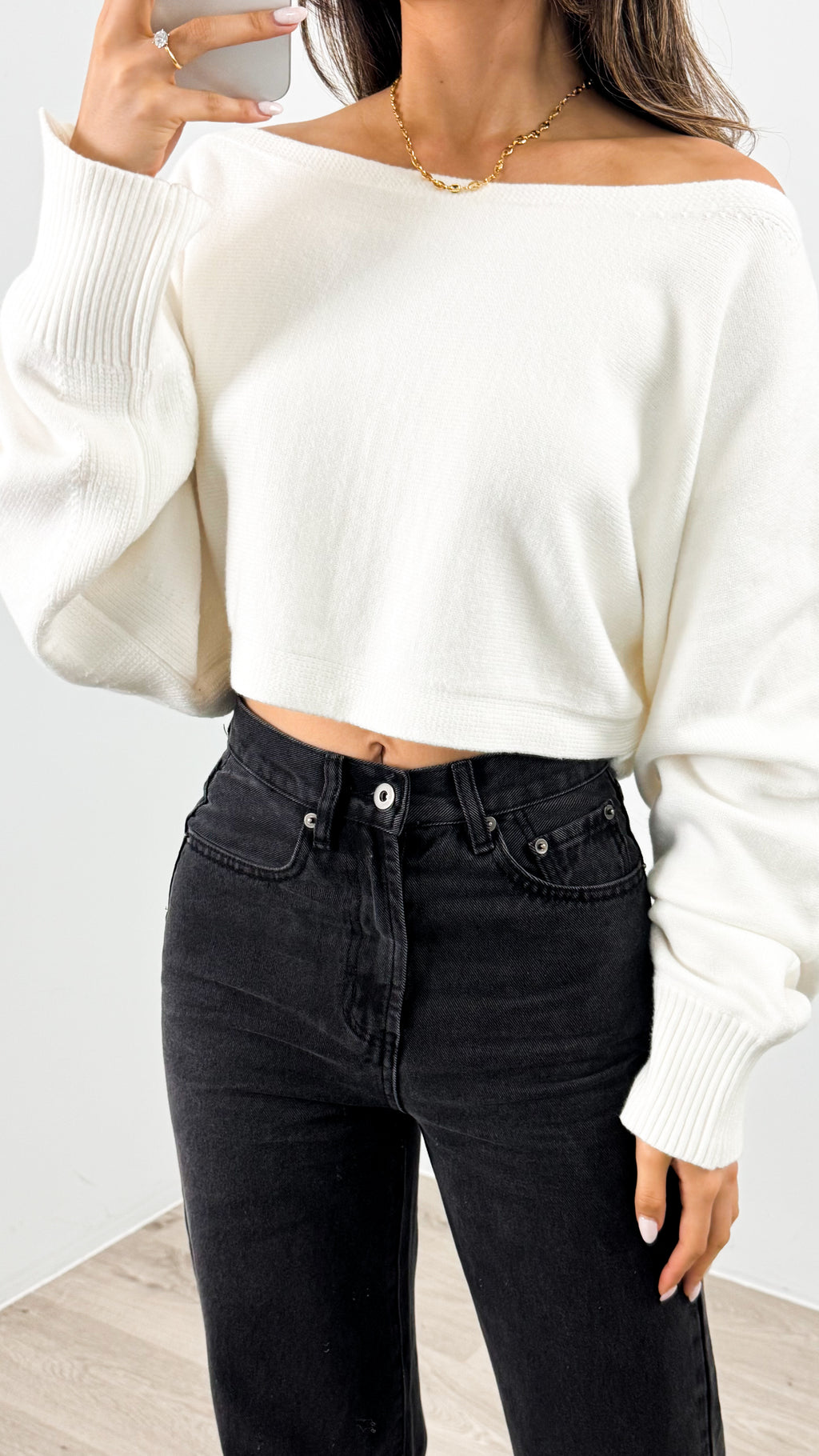 DAKOTA CROP KNIT TOP - WHITE