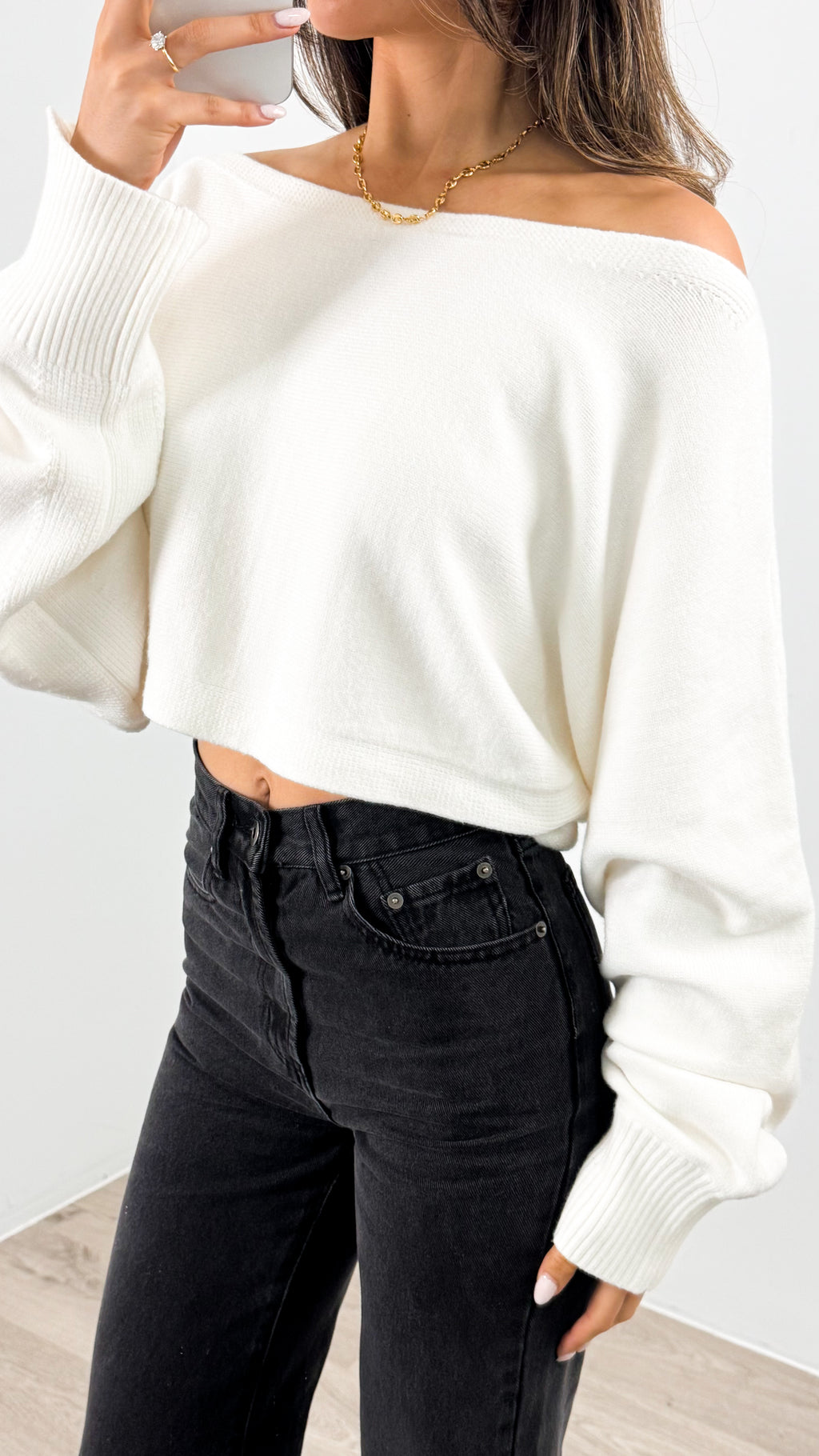 DAKOTA CROP KNIT TOP - WHITE