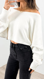 DAKOTA CROP KNIT TOP - WHITE