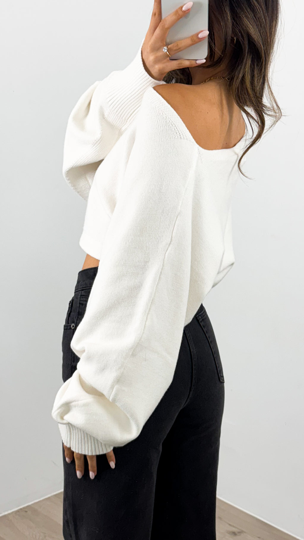 DAKOTA CROP KNIT TOP - WHITE