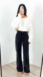 DAKOTA CROP KNIT TOP - WHITE