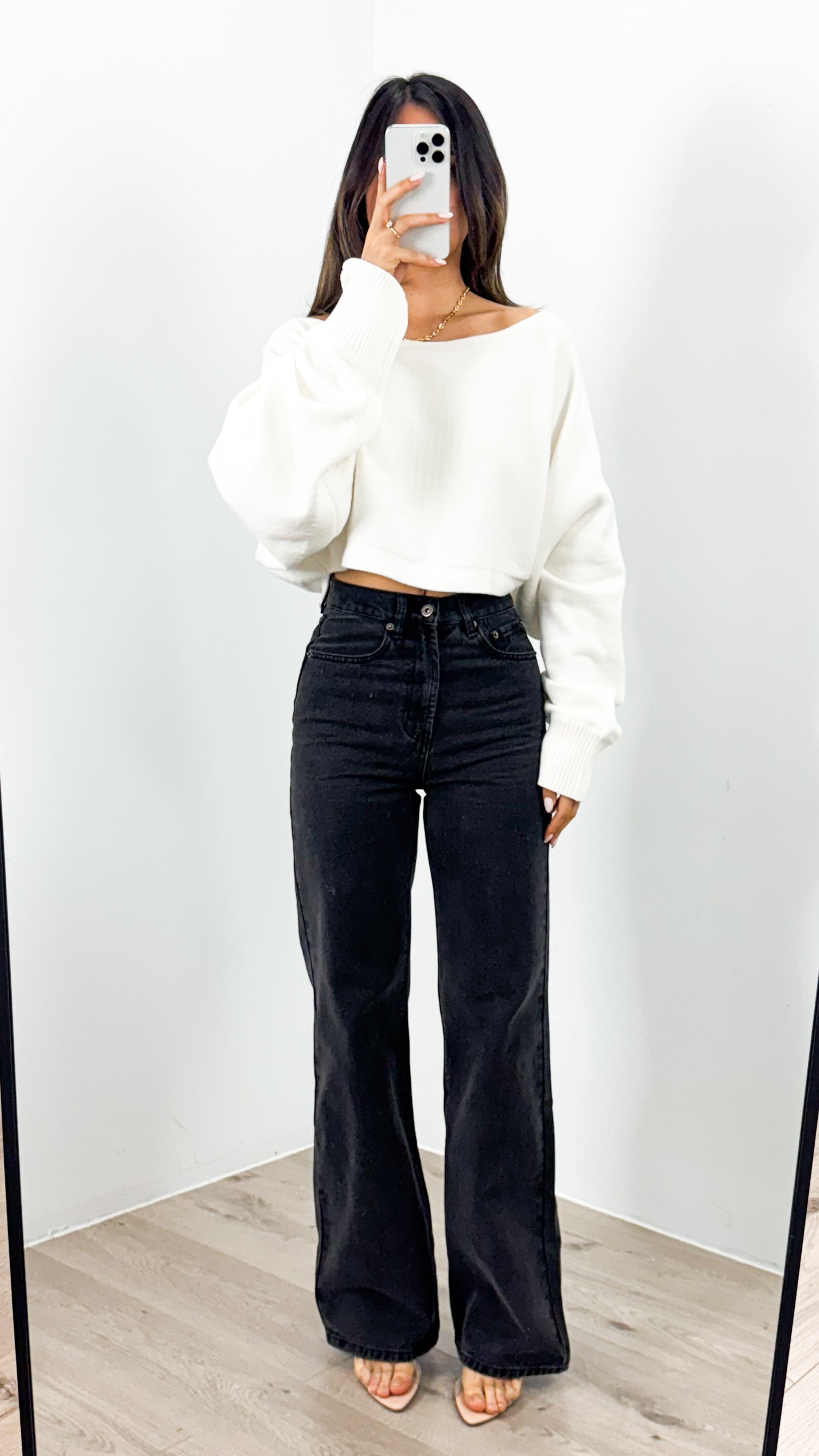 DAKOTA CROP KNIT TOP - WHITE