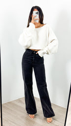 DAKOTA CROP KNIT TOP - WHITE