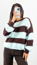 ARDEN FLUFFY KNIT - CHOCOLATE/MINT