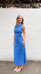 PAROS LINEN DRESS - BLUE