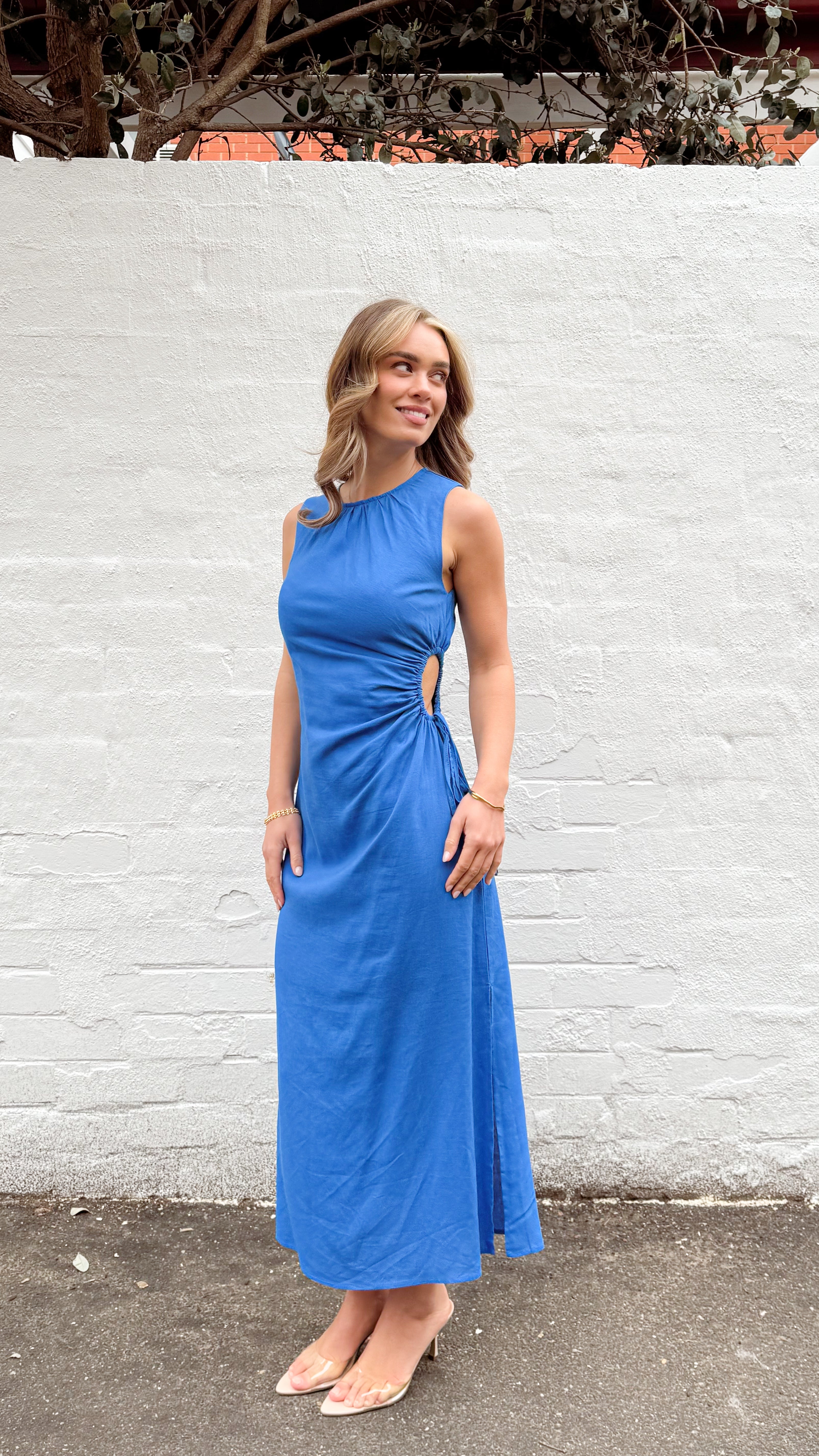 PAROS LINEN DRESS - BLUE