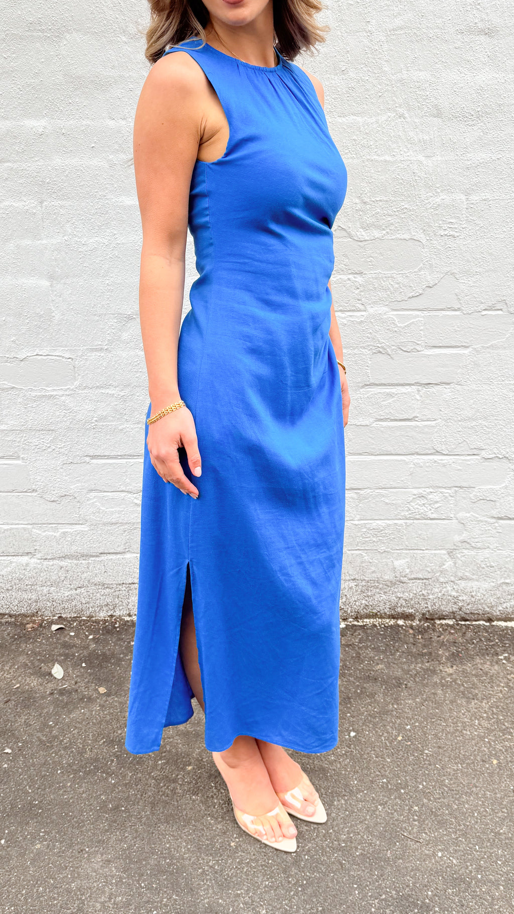 PAROS LINEN DRESS - BLUE