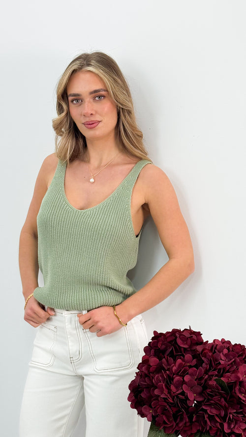 ANNIKA KNIT TANK TOP - MINT