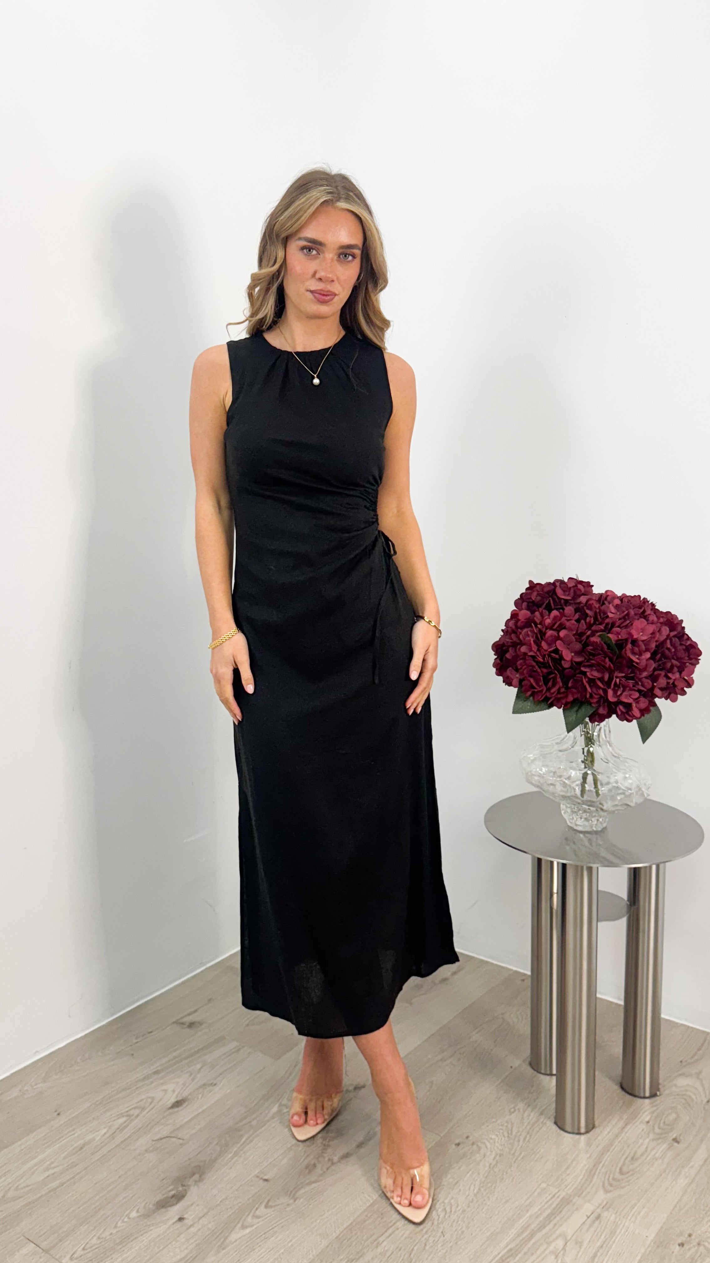 PAROS LINEN DRESS - BLACK