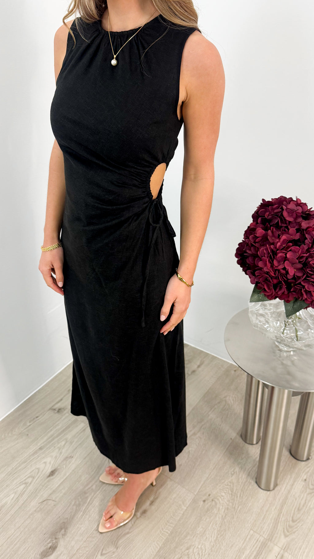 PAROS LINEN DRESS - BLACK