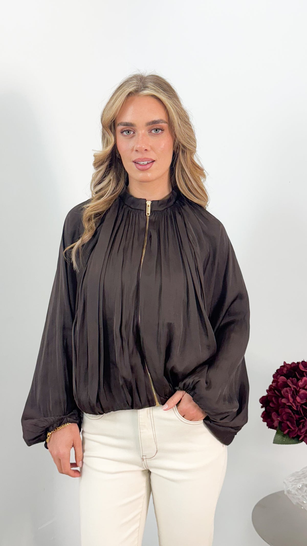 MILAN BOMBER JACKET - CHOCOLATE