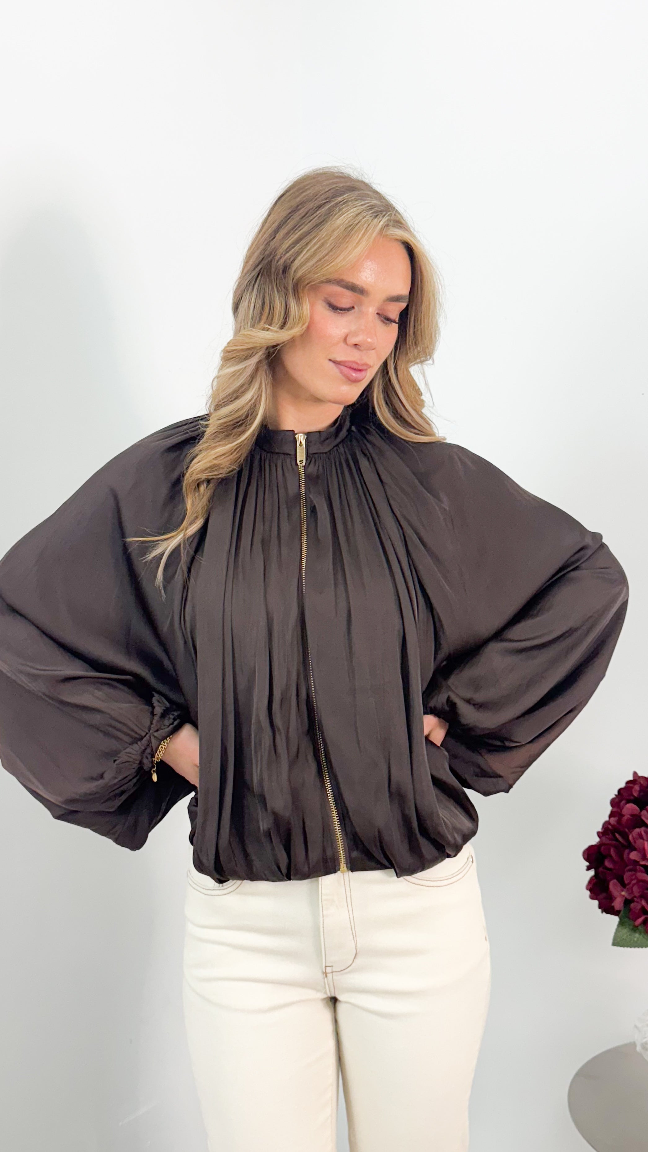 MILAN BOMBER JACKET - CHOCOLATE