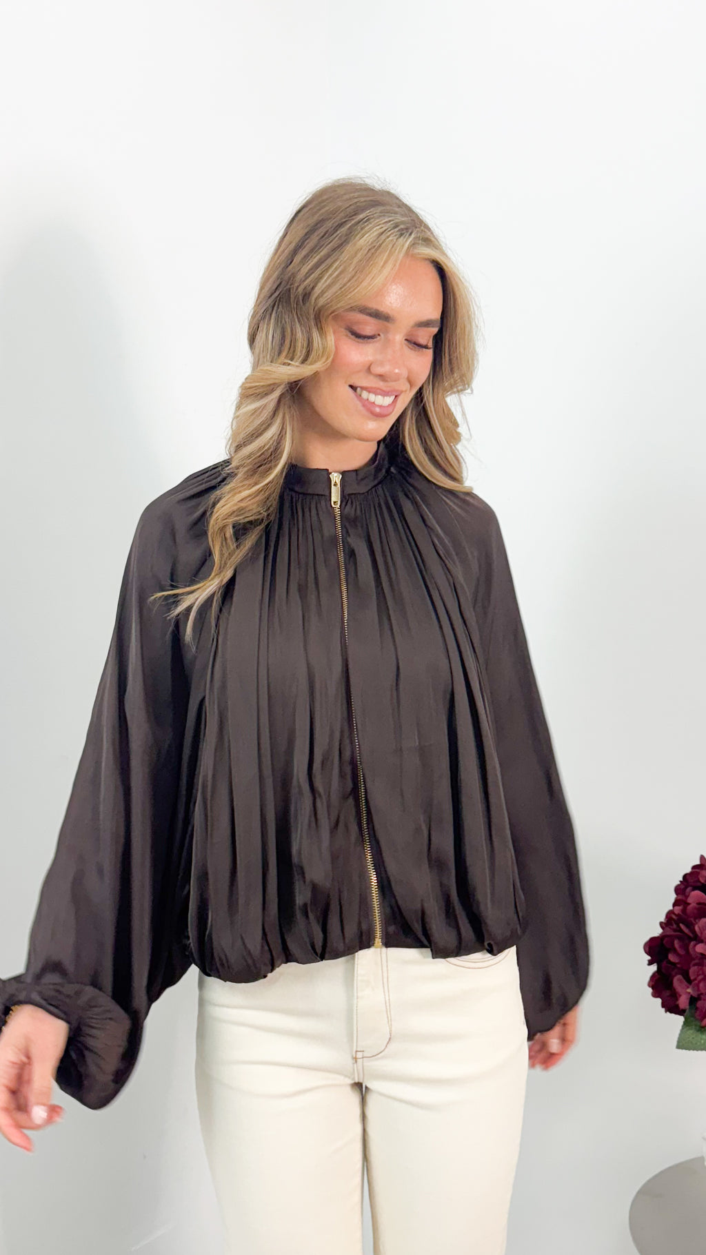 MILAN BOMBER JACKET - CHOCOLATE